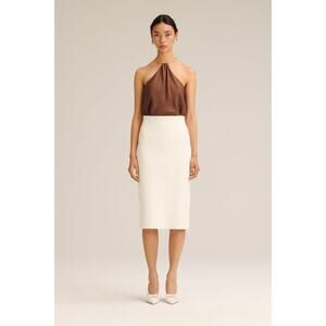 Scanlan Theodore Crepe Knit Pencil Skirt Cream - XXS